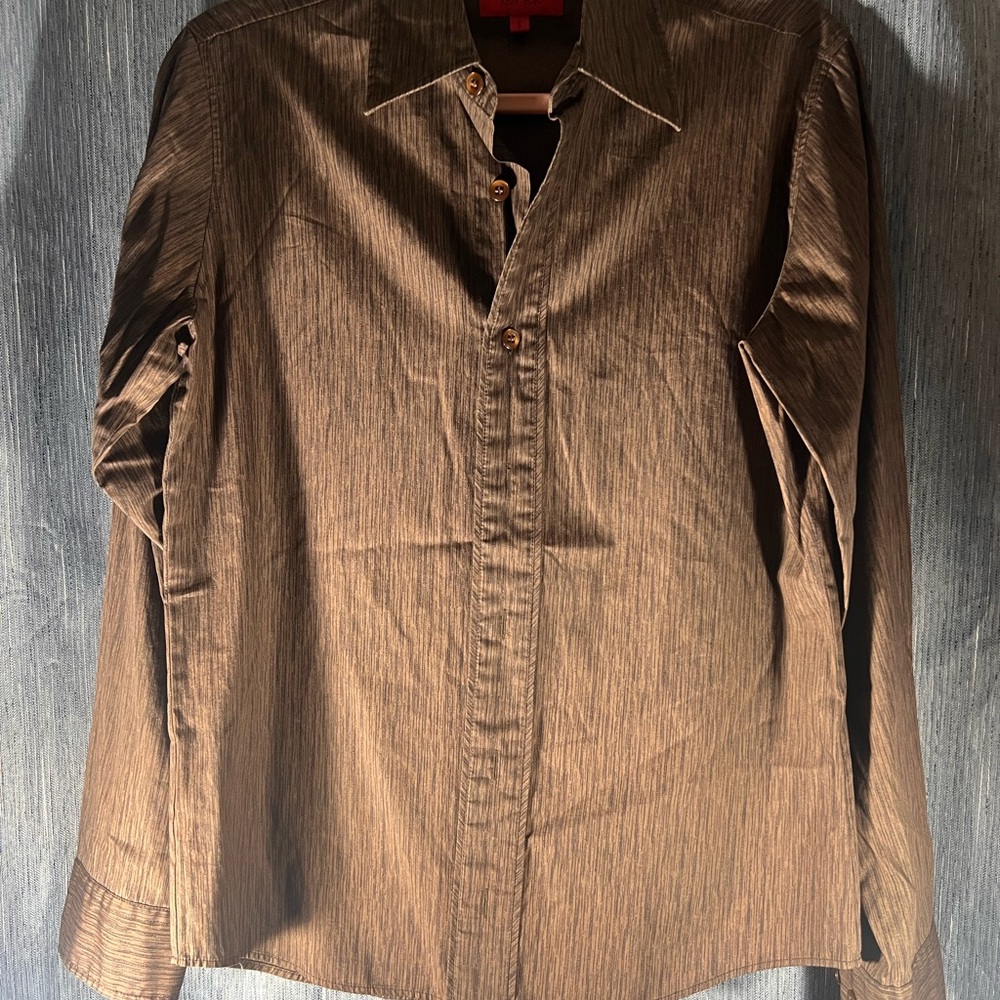 HUGO Men's Casual Brown Button Down Shirt